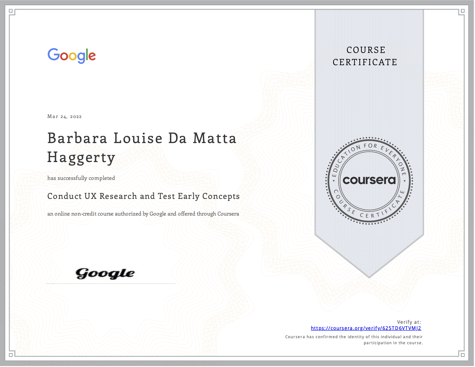 Coursera Certificate Conduct UX Research and Test Early Concepts