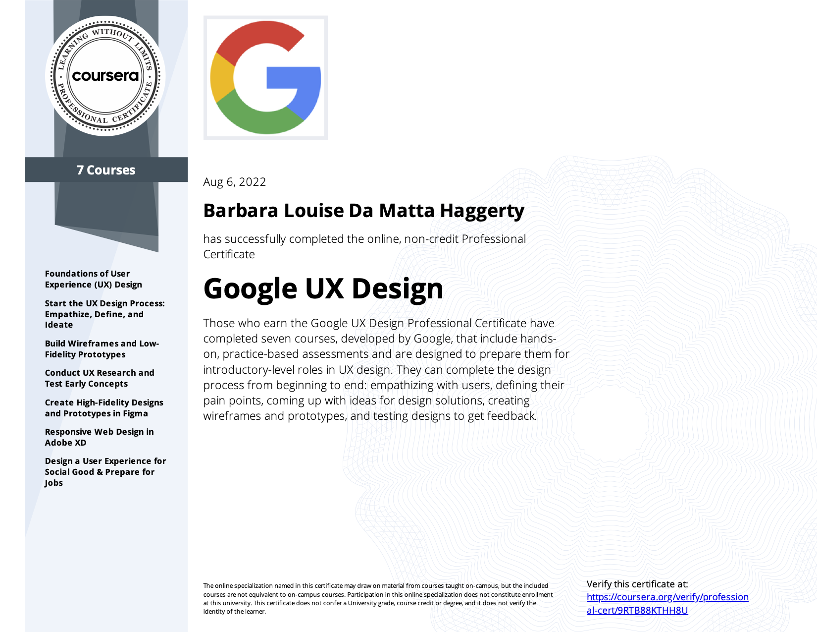 Google UX Design Professional Certificate